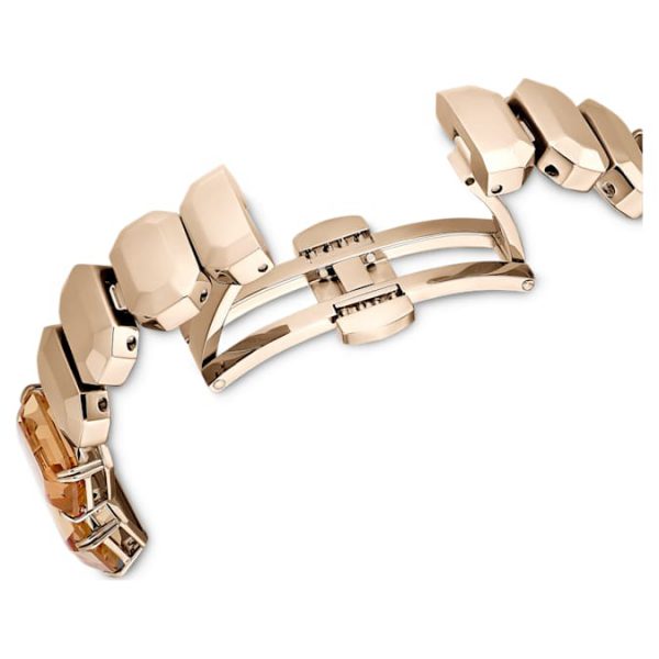 Watch Octagon cut bracelet, Brown, Champagne gold-tone finish - Image 7