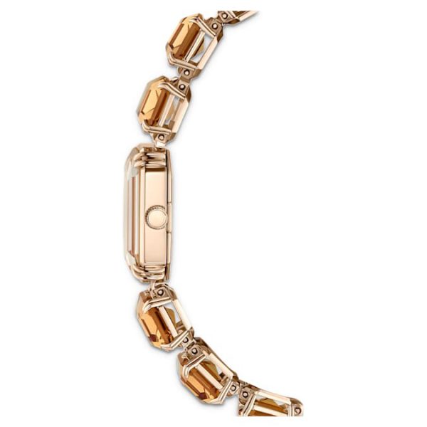 Watch Octagon cut bracelet, Brown, Champagne gold-tone finish - Image 8