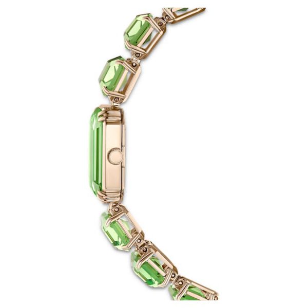 Watch Octagon cut bracelet, Green, Champagne gold-tone finish - Image 8