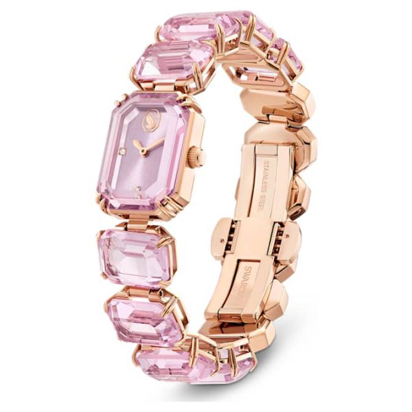 Watch Octagon cut bracelet, Pink, Rose gold-tone finish - Image 3
