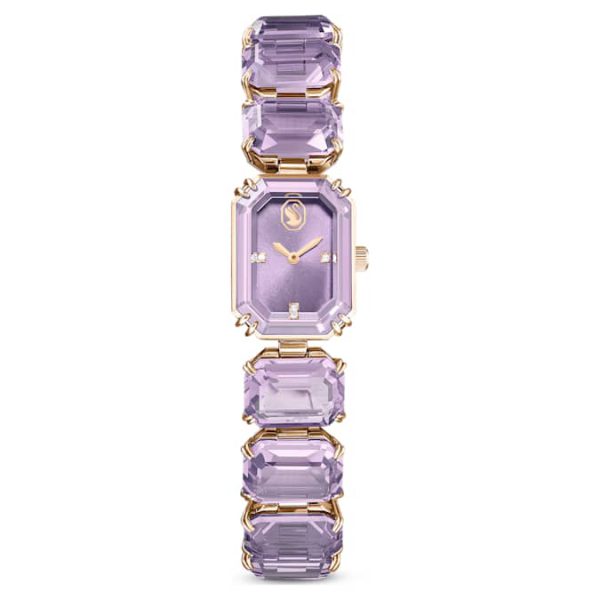 Watch Octagon cut bracelet, Purple, Champagne gold-tone finish - Image 2
