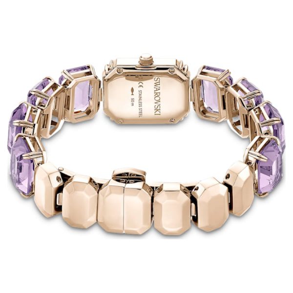Watch Octagon cut bracelet, Purple, Champagne gold-tone finish - Image 4