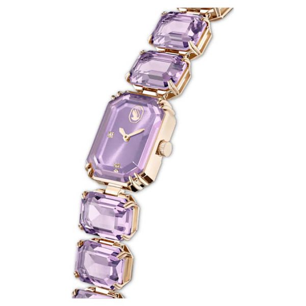 Watch Octagon cut bracelet, Purple, Champagne gold-tone finish - Image 5