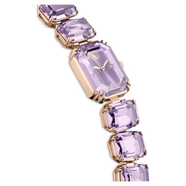 Watch Octagon cut bracelet, Purple, Champagne gold-tone finish - Image 6