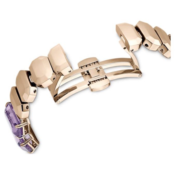 Watch Octagon cut bracelet, Purple, Champagne gold-tone finish - Image 7