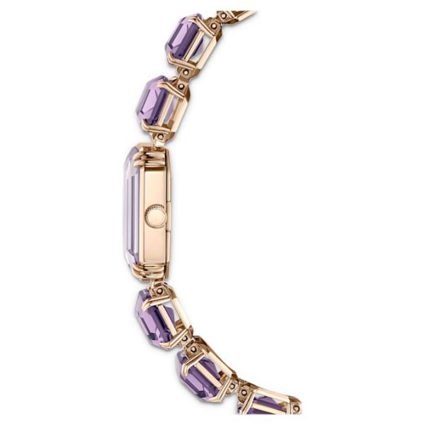 Watch Octagon cut bracelet, Purple, Champagne gold-tone finish - Image 8