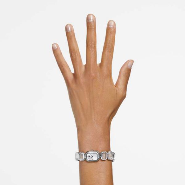 Watch Octagon cut bracelet, White, Stainless steel