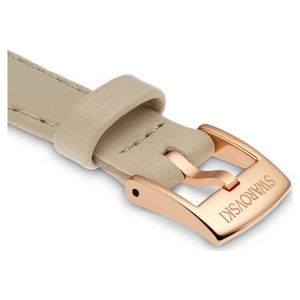 Watch strap 12 mm (0.47") width, Leather, Beige, Rose gold-tone finish - Image 3