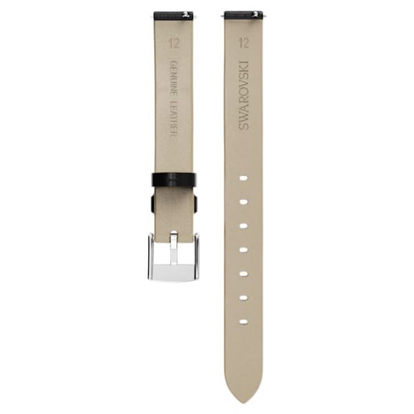 Watch strap 12 mm (0.47") width, Leather, Black, Stainless steel - Image 3