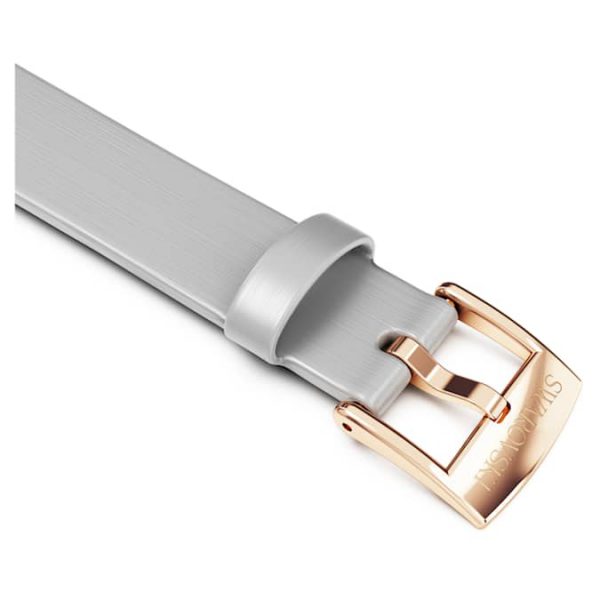 Watch strap 12 mm (0.47") width, Leather, Silver tone, Rose gold-tone finish - Image 2