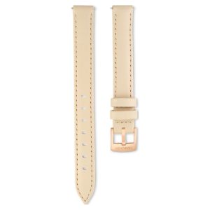 Watch strap 12 mm (0.47") width, Leather, Beige, Rose gold-tone finish