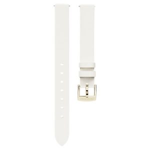 Watch strap 12 mm (0.47") width, Leather, White, Champagne gold-tone finish