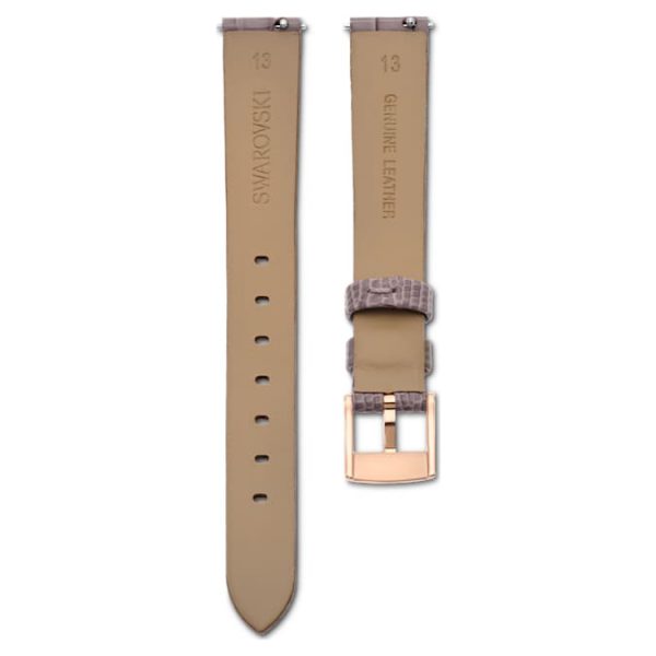Watch strap 13 mm (0.51") width, Leather, Gray, Rose gold-tone finish - Image 3