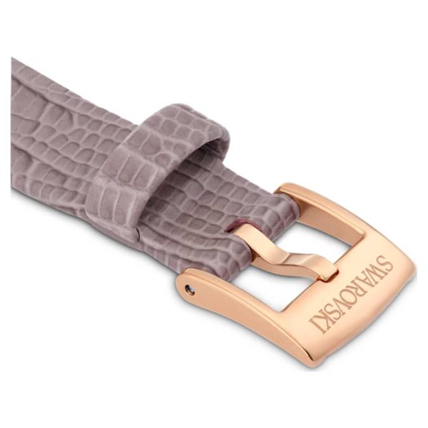 Watch strap 13 mm (0.51") width, Leather, Gray, Rose gold-tone finish - Image 2