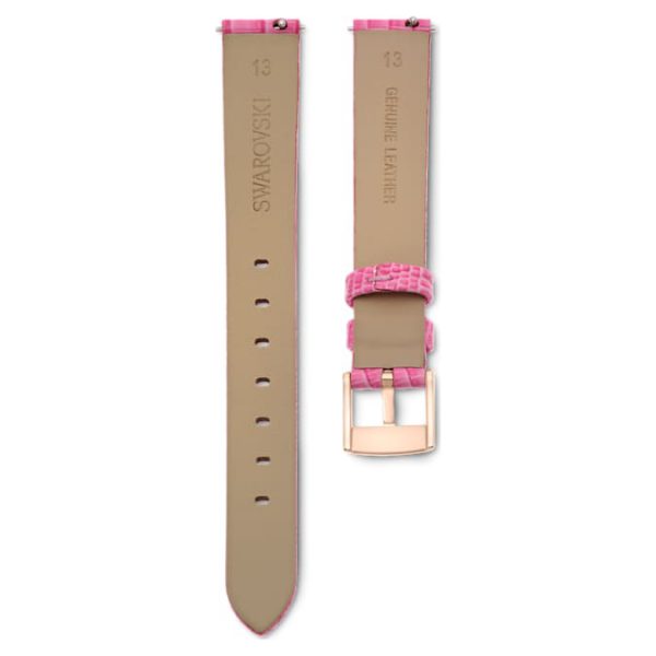 Watch strap 13 mm (0.51") width, Leather, Pink, Rose gold-tone finish - Image 3