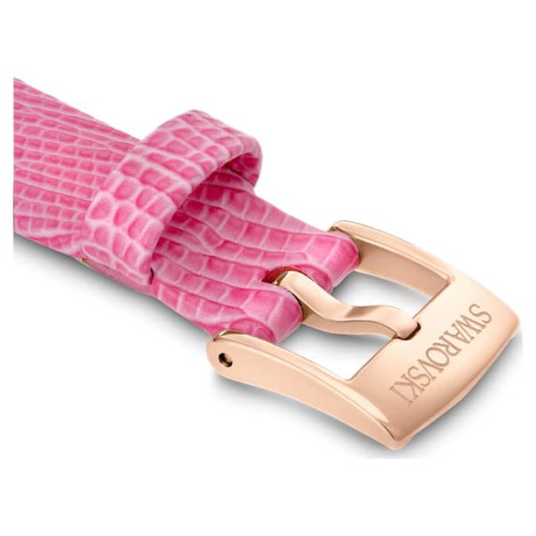 Watch strap 13 mm (0.51") width, Leather, Pink, Rose gold-tone finish - Image 2