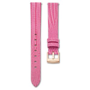 Watch strap 13 mm (0.51") width, Leather, Pink, Rose gold-tone finish