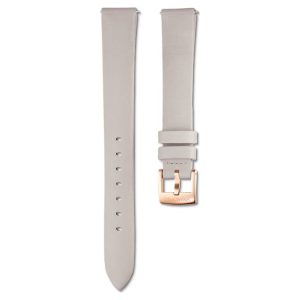 Watch strap 14 mm (0.55") width, Leather, Gray, Rose gold-tone finish