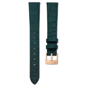 Watch strap 14 mm (0.55") width, Leather, Green, Rose gold-tone finish