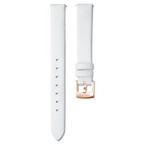 Watch strap 14 mm (0.55") width, Leather, White, Rose gold-tone finish