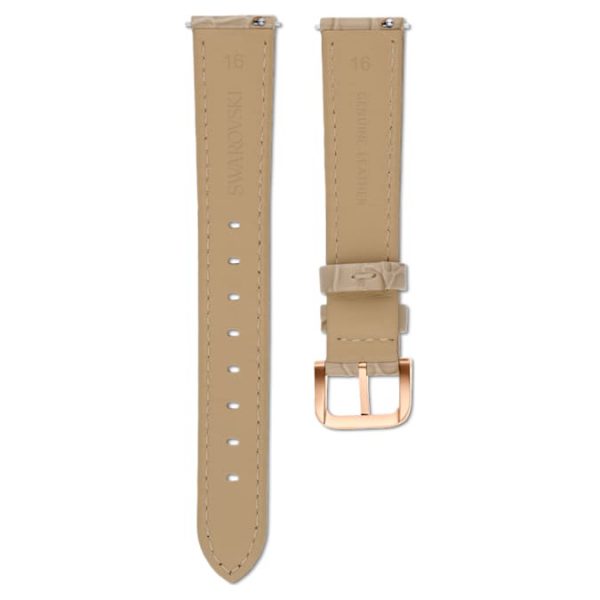 Watch strap 16 mm (0.63") width, Leather with stitching, Beige, Rose gold-tone finish - Image 3