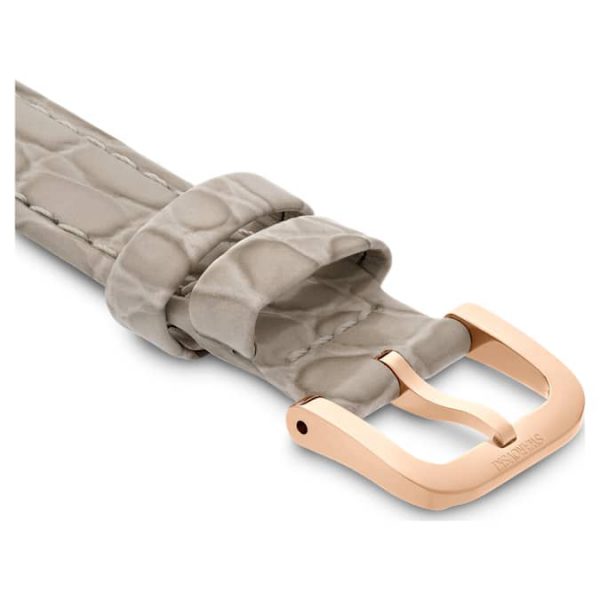 Watch strap 16 mm (0.63") width, Leather with stitching, Beige, Rose gold-tone finish - Image 2