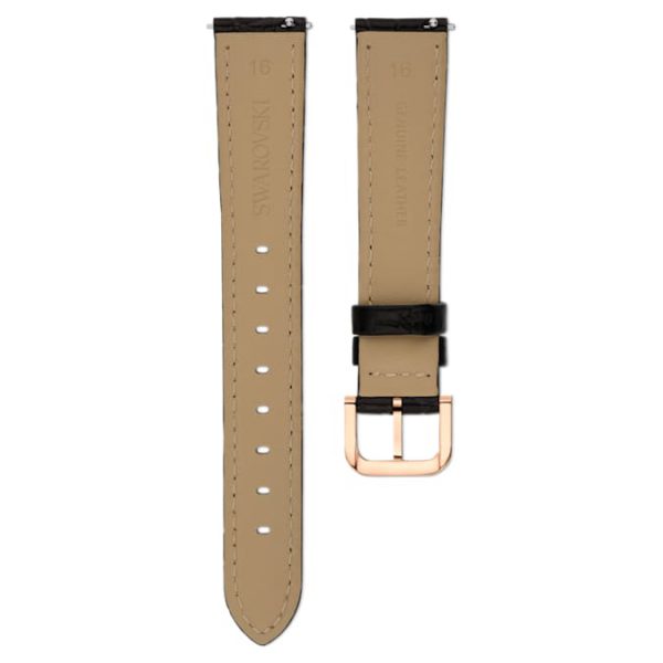 Watch strap 16 mm (0.63") width, Leather with stitching, Black, Rose gold-tone finish - Image 3