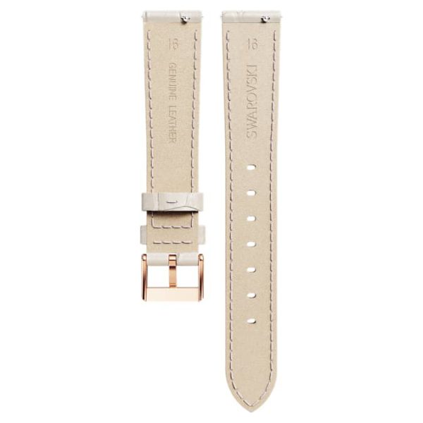 Watch strap 16 mm (0.63") width, Leather with stitching, Gray, Rose gold-tone finish - Image 3