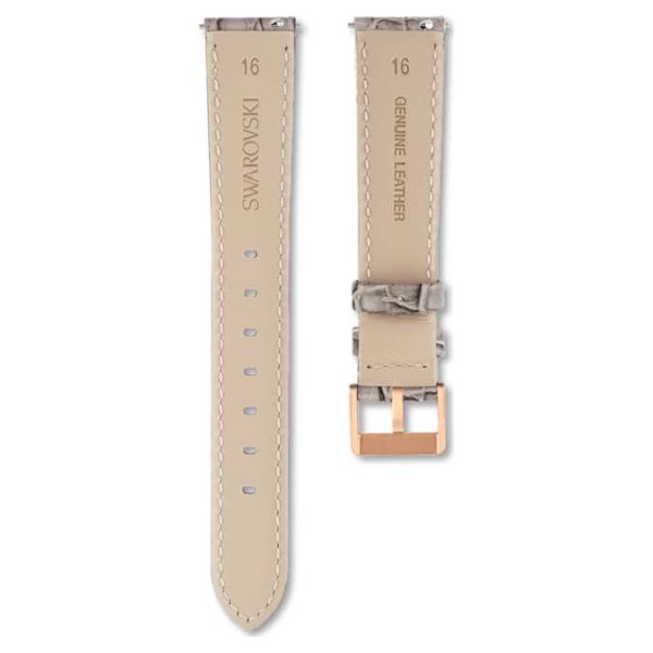 Watch strap 16 mm (0.63") width, Leather with stitching, Gray - Image 2