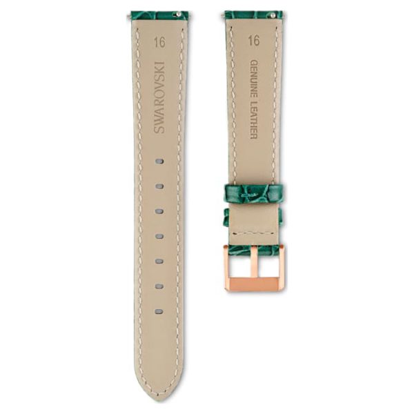 Watch strap 16 mm (0.63") width, Leather with stitching, Green - Image 3