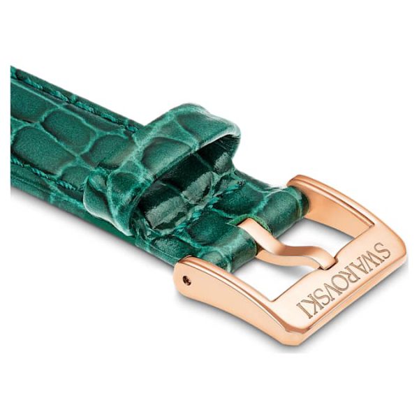 Watch strap 16 mm (0.63") width, Leather with stitching, Green - Image 2