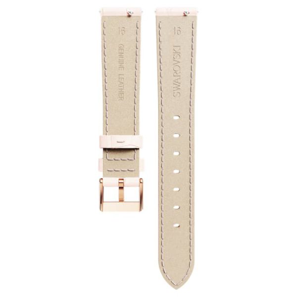 Watch strap 16 mm (0.63") width, Leather with stitching, Pink, Rose gold-tone finish - Image 3