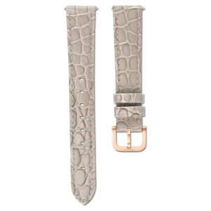 Watch strap 16 mm (0.63") width, Leather with stitching, Beige, Rose gold-tone finish