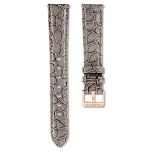 Watch strap 16 mm (0.63") width, Leather with stitching, Gray