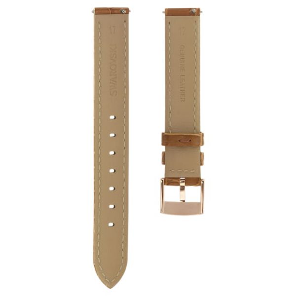 Watch strap 17 mm (0.67") width, Leather with stitching, Brown, Rose gold-tone finish - Image 3